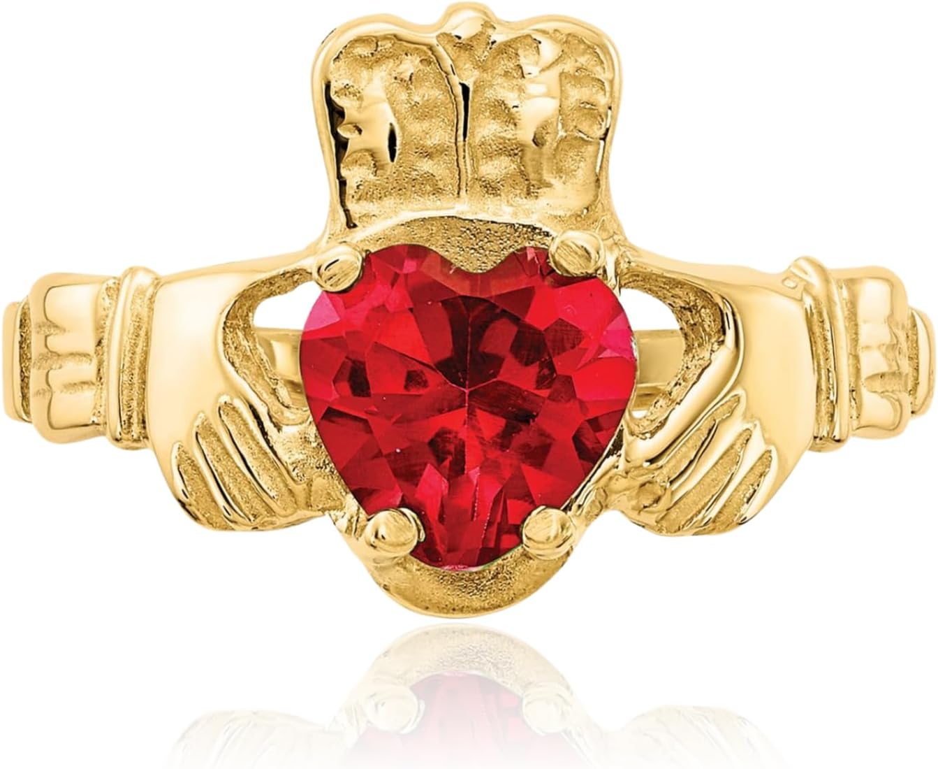 IceCarats 10K Solid Yellow Gold Celtic Claddagh Heart Statement Fashion Ring Prong Set, Polished