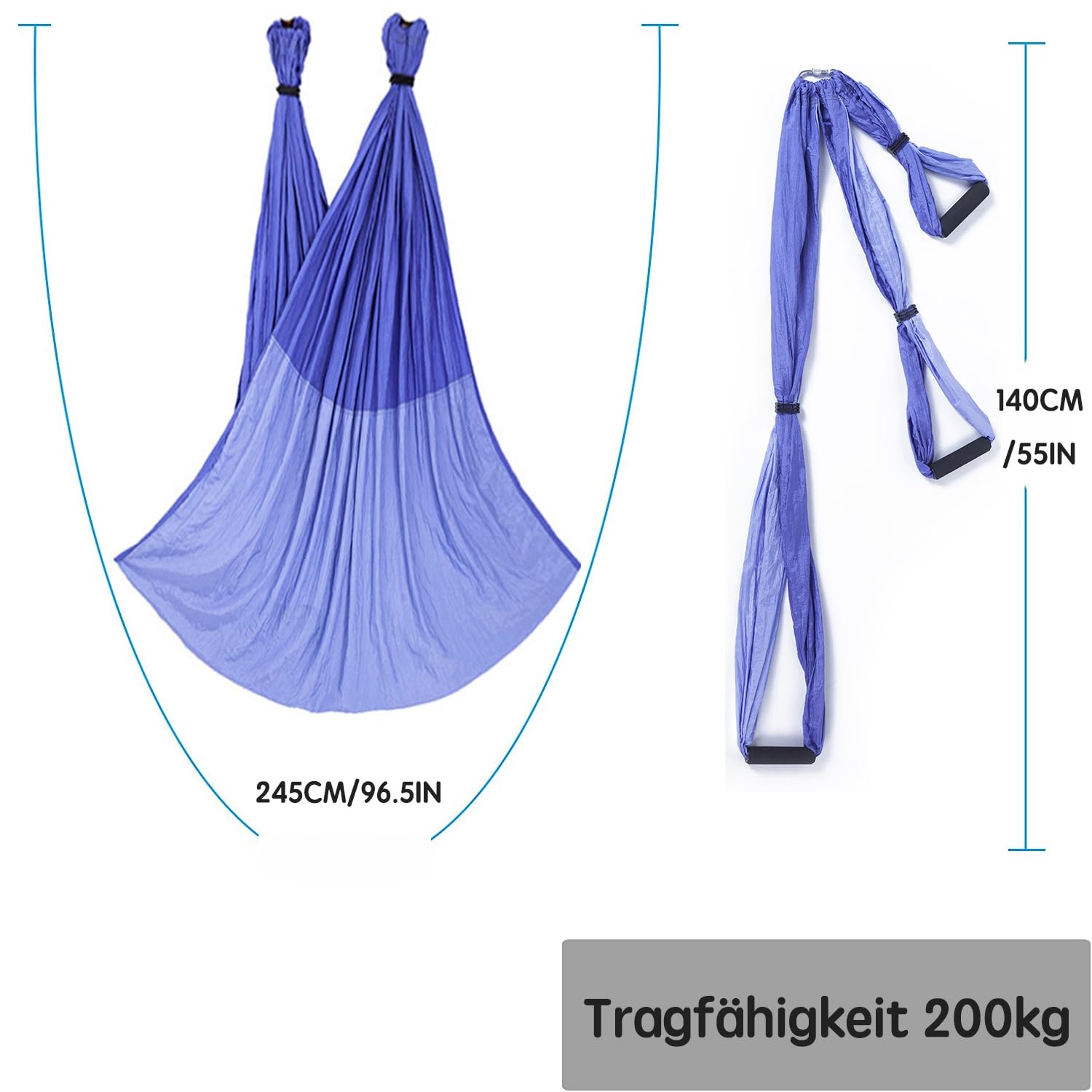 Aerial Yogatuch Ausrüstung enthalten 2 Erweiterungen Riemen und Decke Montage-Kit Aerial Yoga Towel Sensory Swing