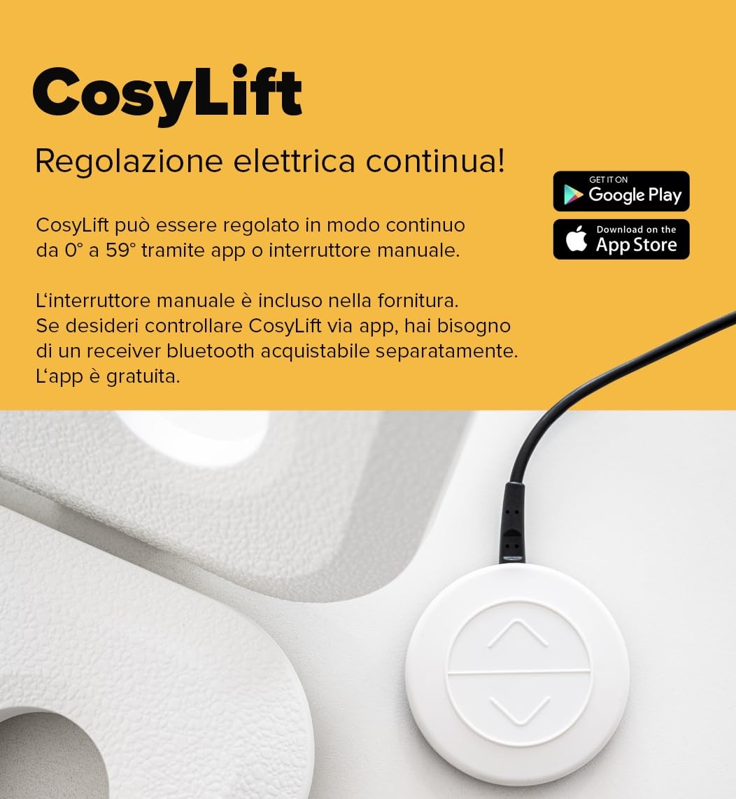 CosyLift rete a doghe Add On – trasforma ogni letto in regolabile elettrico – Meccanismo di sollevamento per materassi, reti e letti a molle – incluso interruttore manuale