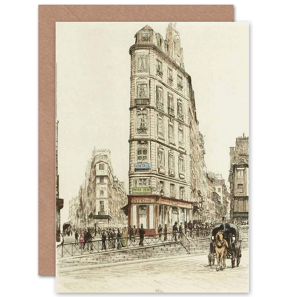Wee Blue Coo CARD GREETING GIFT PAINTING VINTAGE CITYSCAPE PARIS BOULEVARD BONNE NOUVELLE