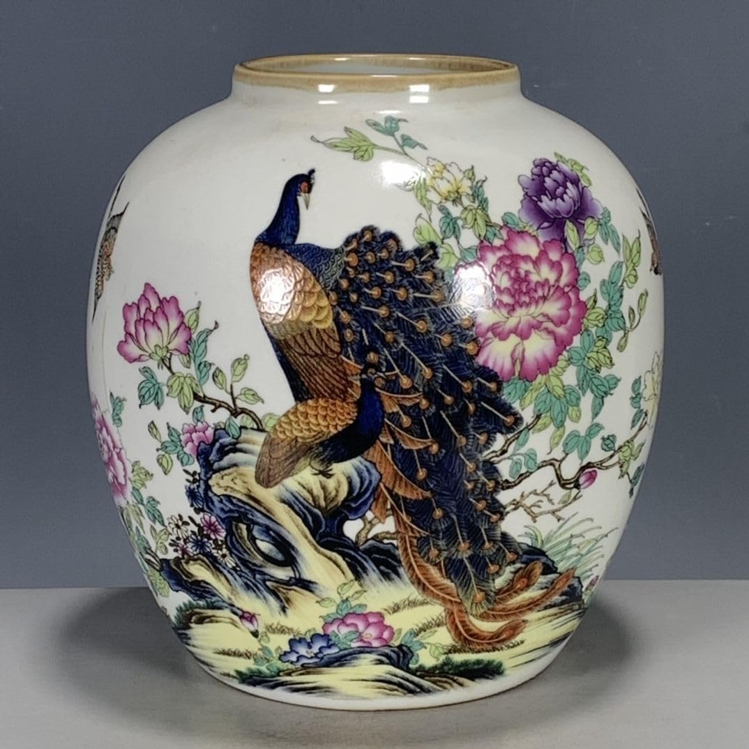 Bzgpmfud One Color Vase Desktop Ceramic Made In Tongzhi Year Of Qing Dynasty Pastel Color Flourishing Phoenix Bird Small Jar Ornament