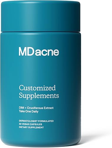 MDacne DIM Skin Clearing Supplements - 30 cápsulas veganas - para tratamiento del acné, equilibrio de estrógenos, alivio de la menopausia hormonal y