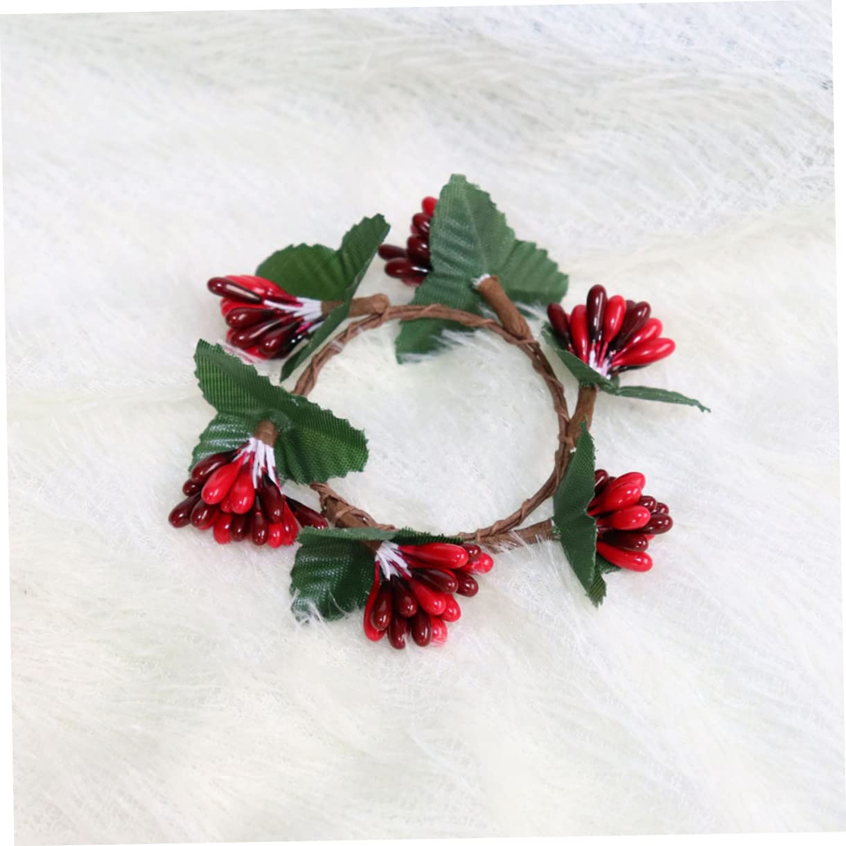 TOPBATHY 40 Piezas Anillo de Vela navideños Christmas decoración de artículos para el hogar Anillos de servilleta de Navidad Guirnalda decoración hogar Adorno de Navidad Rojo