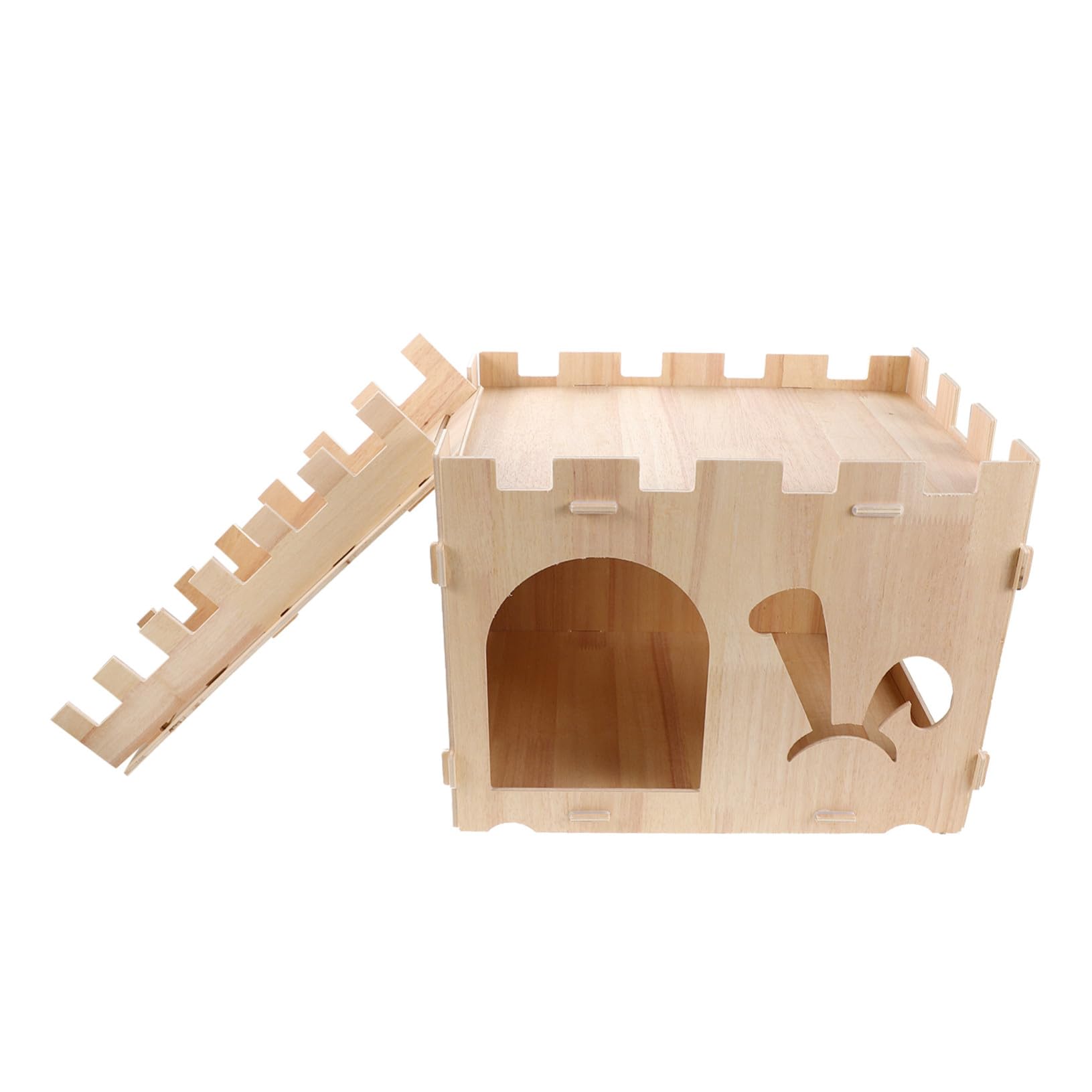 Mipcase Casa de Madera para Hámster Desmontable sin Herramientas Refugio Resistente y Seguro para Cobayas Conejos Hurones y Ratones Villa para Mascotas Pequeñas Que Estimula la Exploración