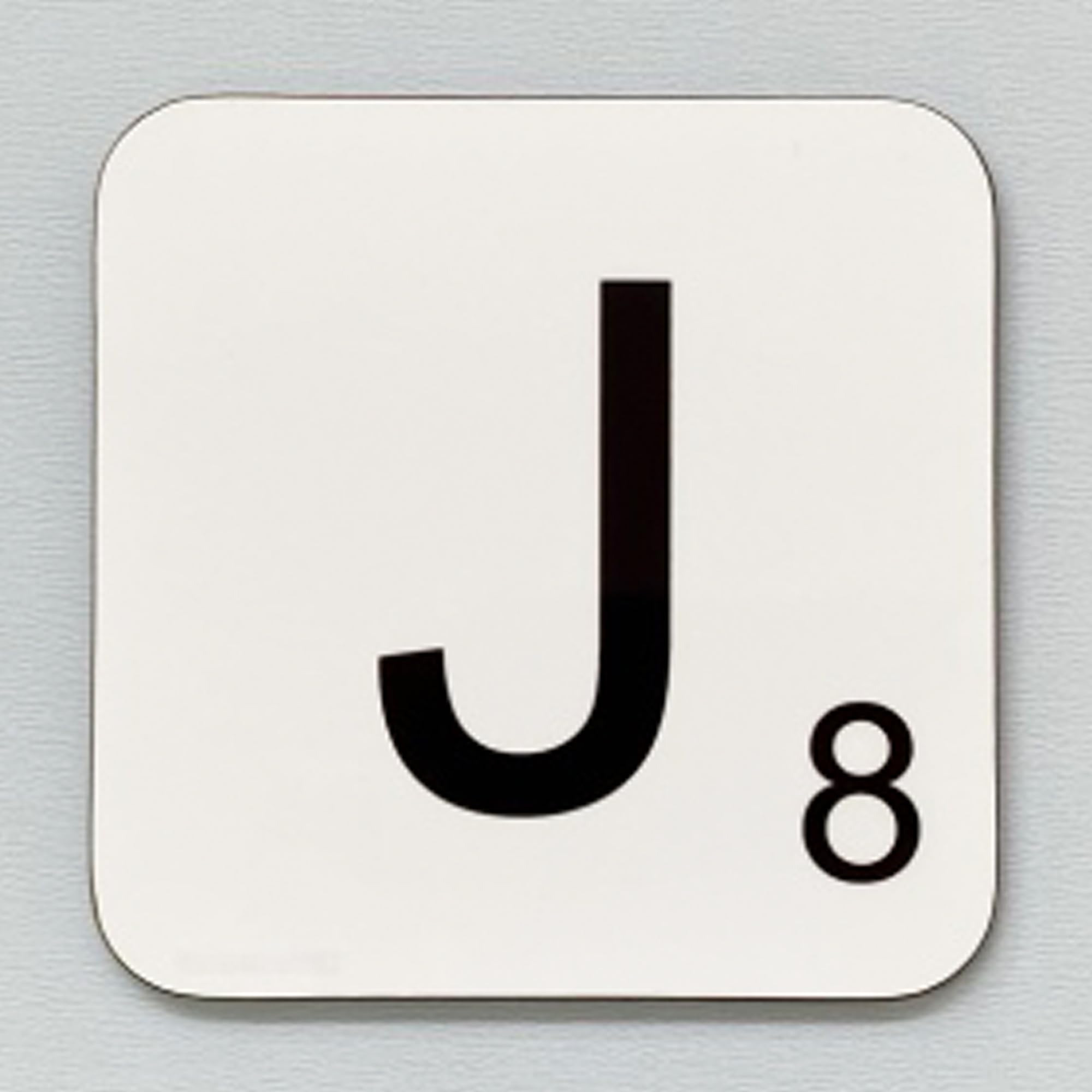 J Scrabble Letter - Fun Word Games Themed Design - Drinks Coaster - Hardboard - 9cm x 9cm - Gloss Finish