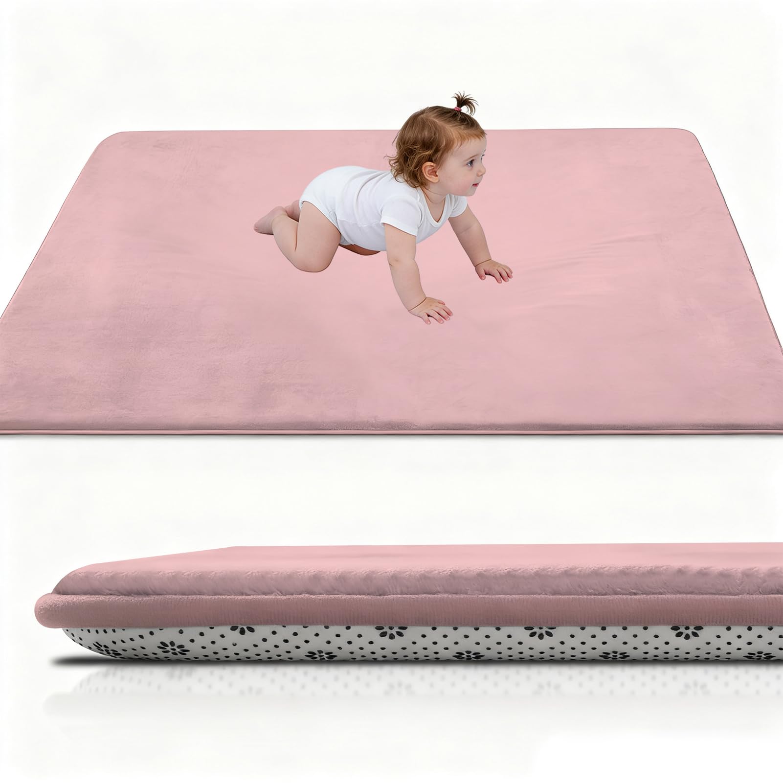 Stqyeiw Baby Play Mat for Floor 2cm Thick 160 x 230 cm Foam Floor Padded Playmats for Babies, Soft Baby Rug Kids Playpen Mat for Crawling Playing, Non Slip Bottom Rose Red