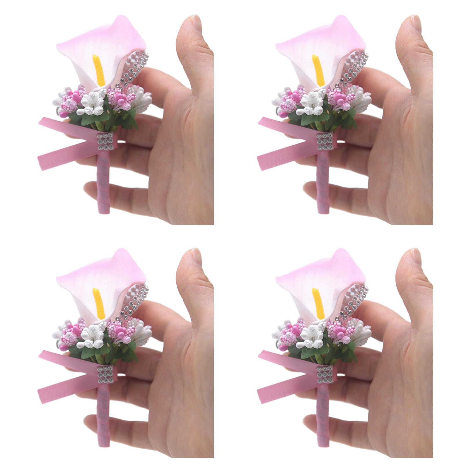 carotoe 4Pcs Bride Boutonniere Bridesmaid Boutonniere Wedding Bridal Flower Corsage for Wedding Ceremony Anniversary Proms Party Corsage and Set Bracelets Pin Rose Wrist and Set