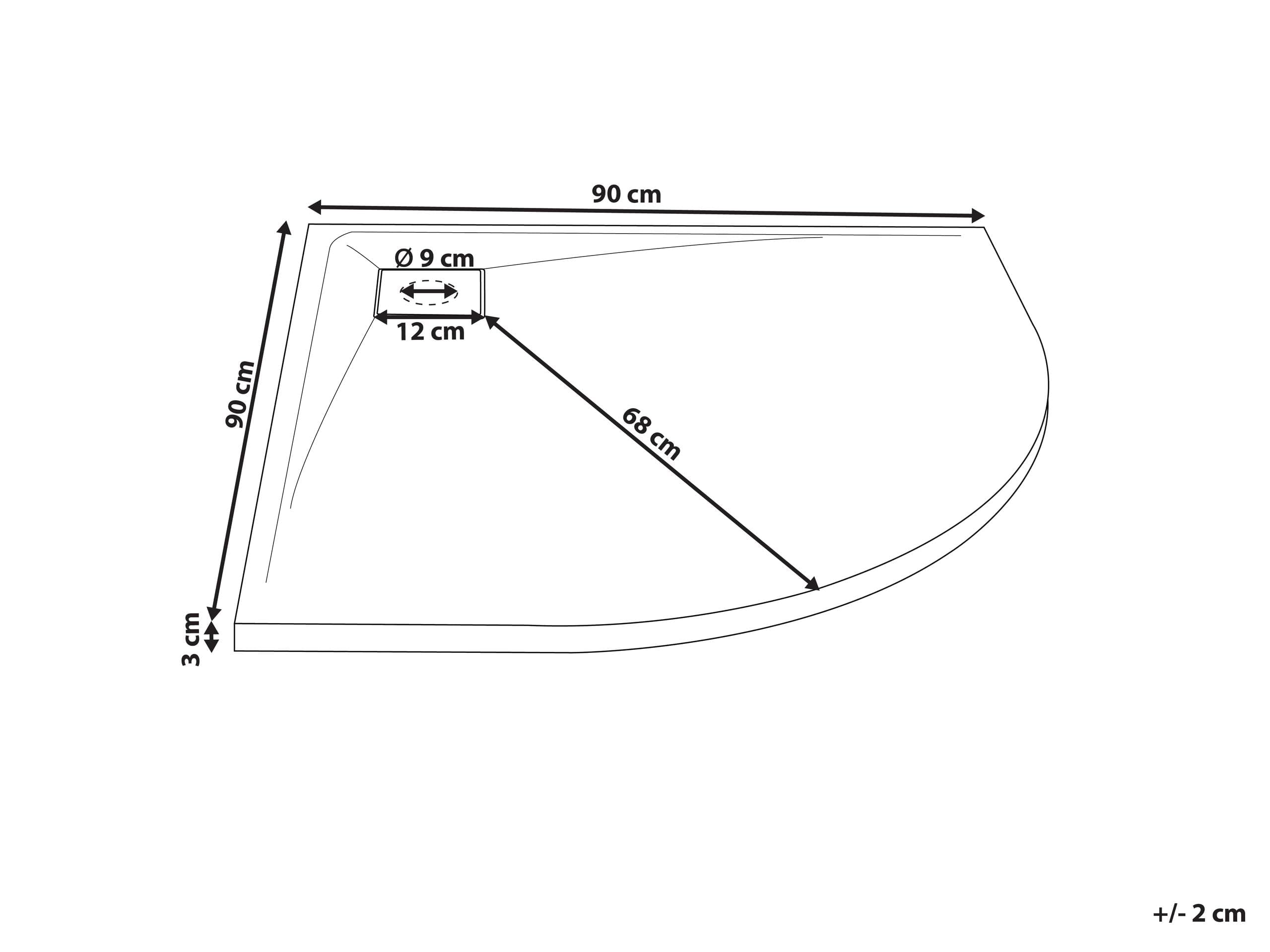 Brodzik prysznicowy z syfonem z materiały SMC czarny efekt naturalnego kamienia 90 x 90 x 3 cm Paron
