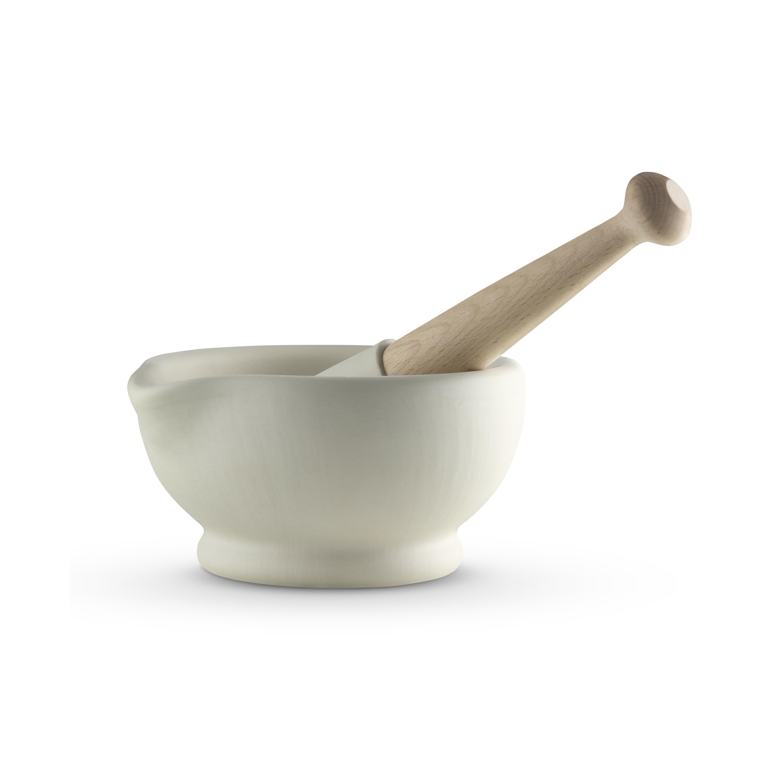 Vitrified Porcelain Pestle and Mortar Set for Grinding and Crushing Herbs, Seeds and Nuts, Size 4, 17cm Diameter, White, MB947006
