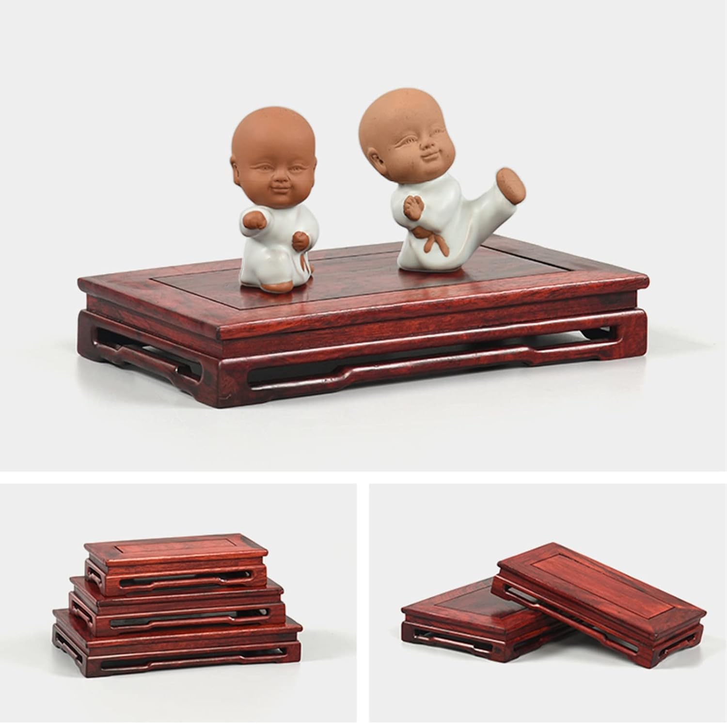 Bonsai base Retro Crafts Wooden Display Stand Teapot Pottery Wood,Square Hand Craft Oriental Craft Pedestal For Vase,Fishbowl