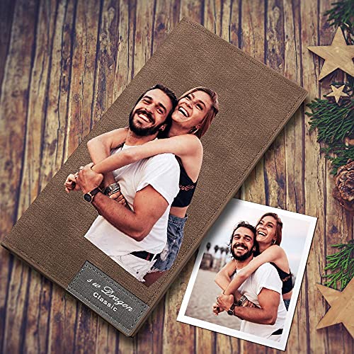 VEELU Personalized Wallets for Men, Custom Engraved Photo Long Leather Wallet for Men, Customized Picture Wallet Gifts for Father, Husband, Dad, Son, Boyfriend, Groomsmen2