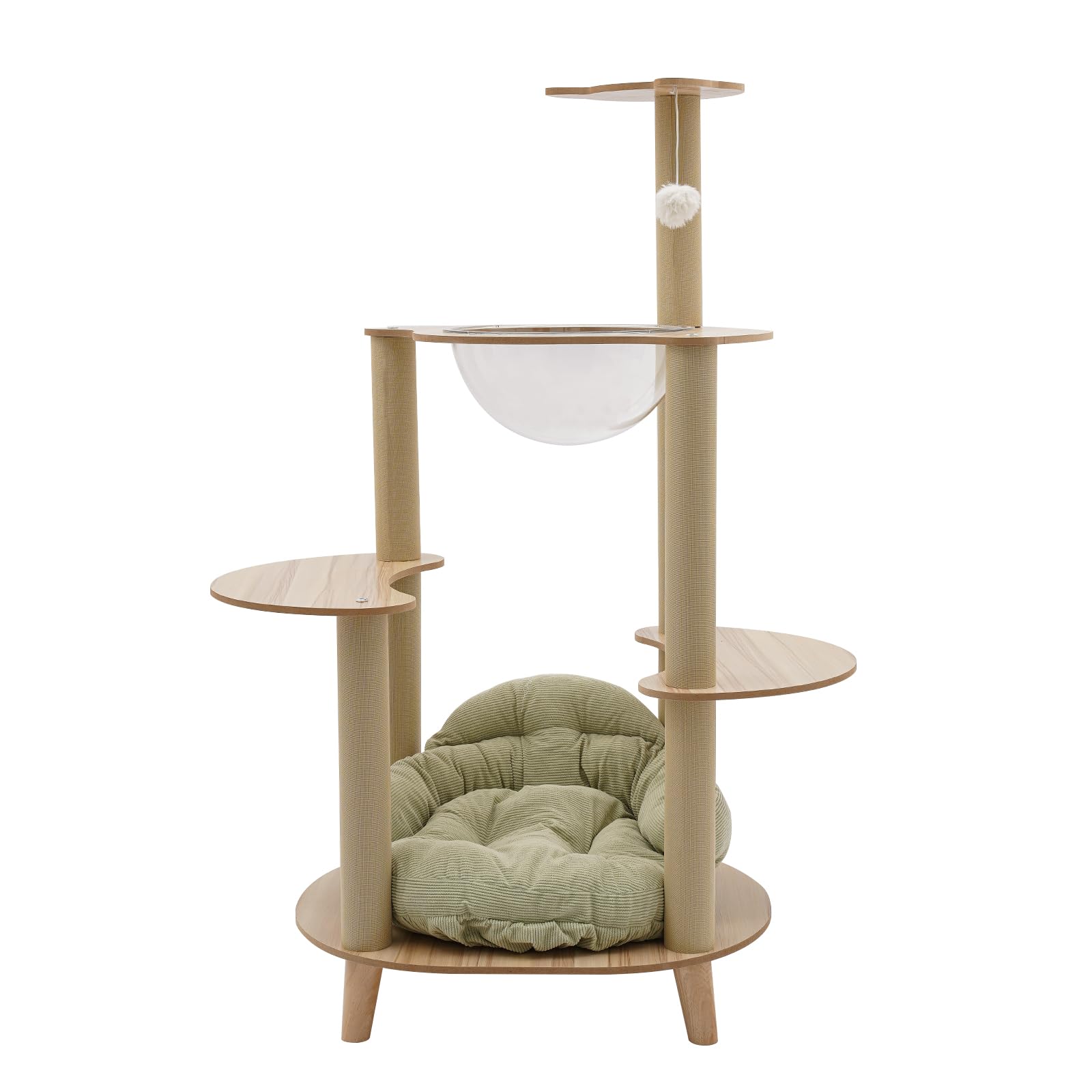 Torre per gatti a 5 piani, struttura per arrampicata con letto imbottito, tiragraffi per gatti, torre da arrampicata per appartamenti, negozi di animali, soggiorno, 60 x 50 x 115 cm