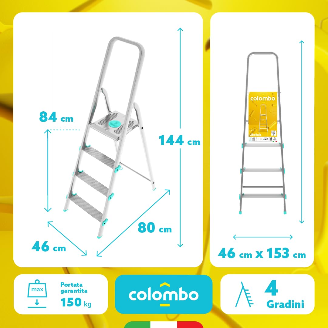COLOMBO Escalera de Aluminio de 4 peldaños