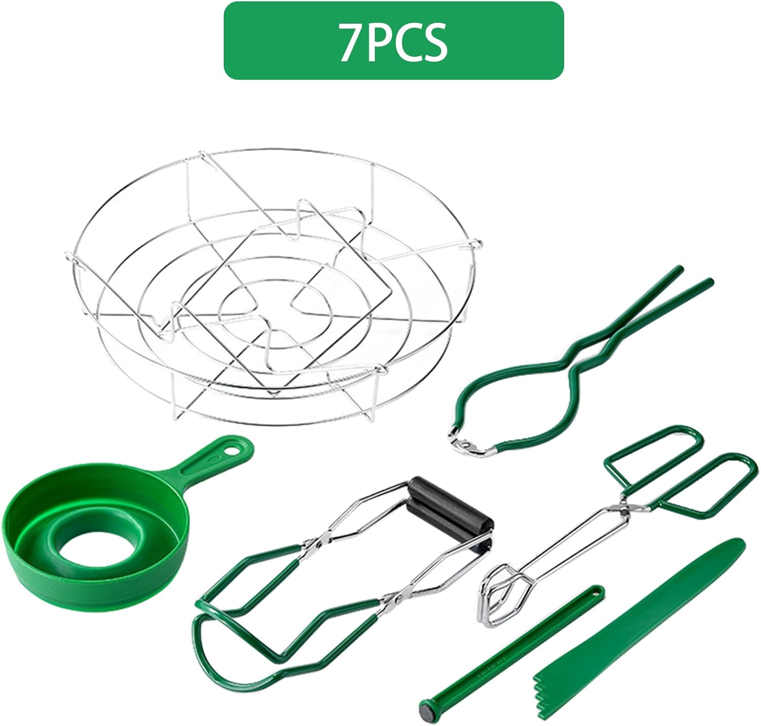 7PCs Professional Canning Kit Canning Funnel Jar Lifter Jar Wrench Kitchen Tongs Bubble Popper Lid Lifter Canning Steam Rack Anti-scald Canning Supplies Starter Kit for Dehydrating Mason Jars Canning
