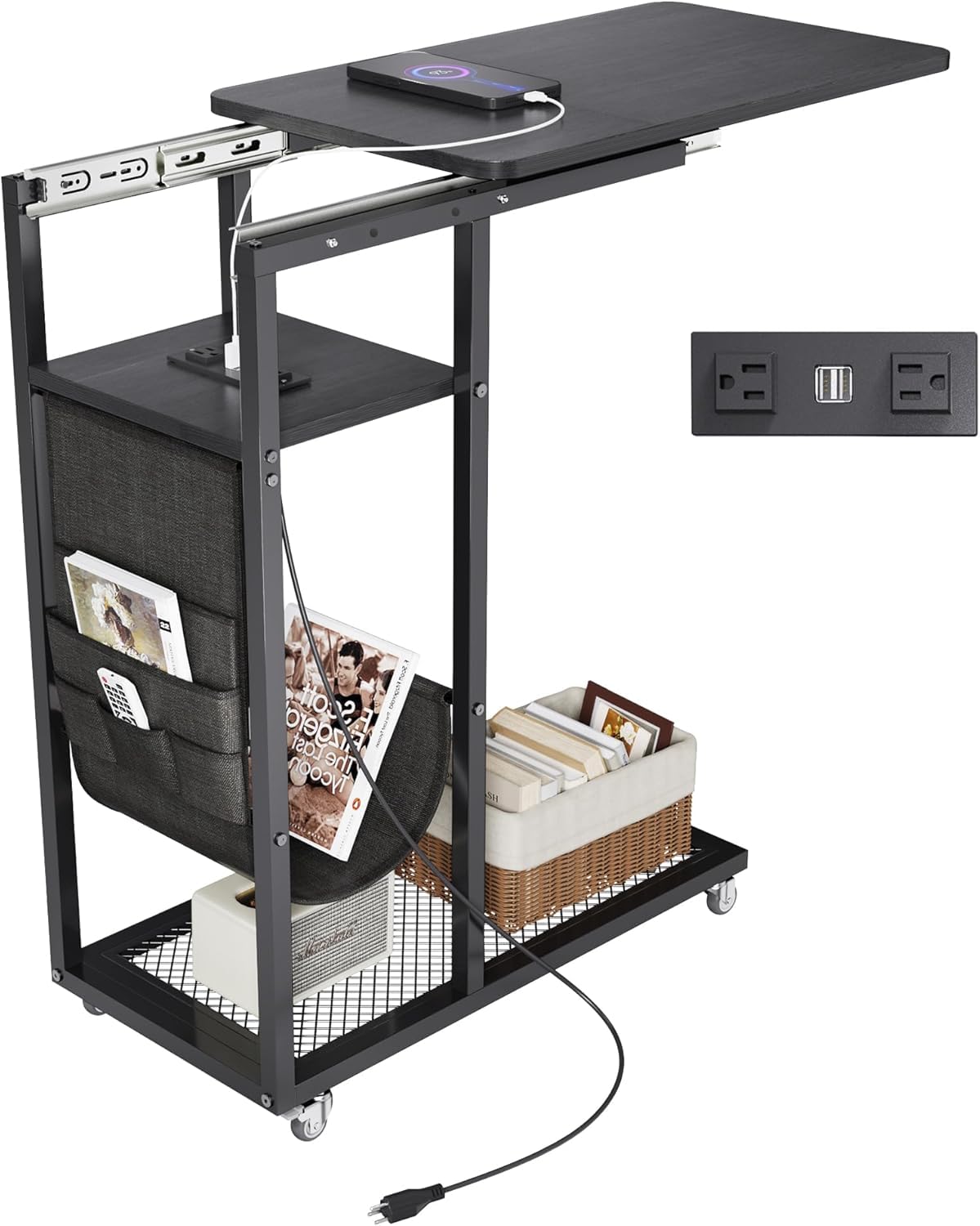 Colima Extra Large C Table with Charging Station