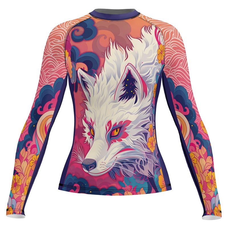 Womens Samurai Rash Guard Long Sleeve Base Layer Compression Shirt - Tight Fit for BJJ MMA Jiu Jitsu