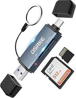 DSRKE Lector de Tarjetas SD/Micro SD, USB-C Alta Velocidad USB 3.0 Adaptador Tarjeta de Memoria Micro SD Card Reader per PC Móvil Camara iPhone 15, MacBook Air, iPad Pro, Galaxy S23, Huawei P50