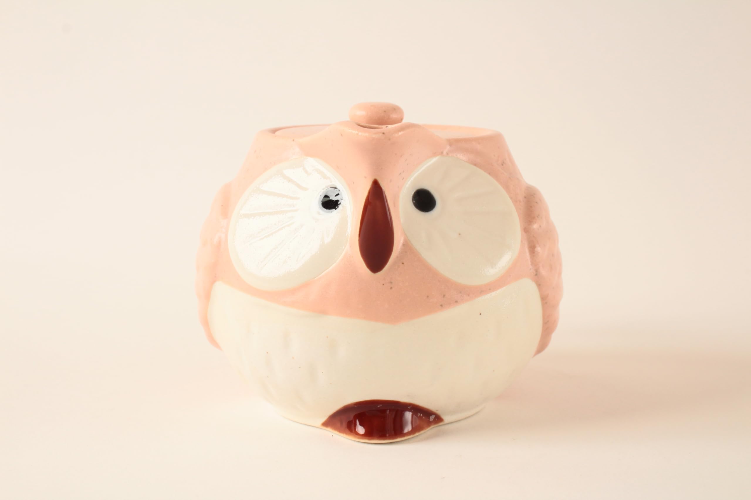 Mino ware CPK104 - Teiera giapponese in ceramica a forma di gufo Kyusu, realizzata in Giappone (importazione giapponese), CPK104 (rosa garofano)