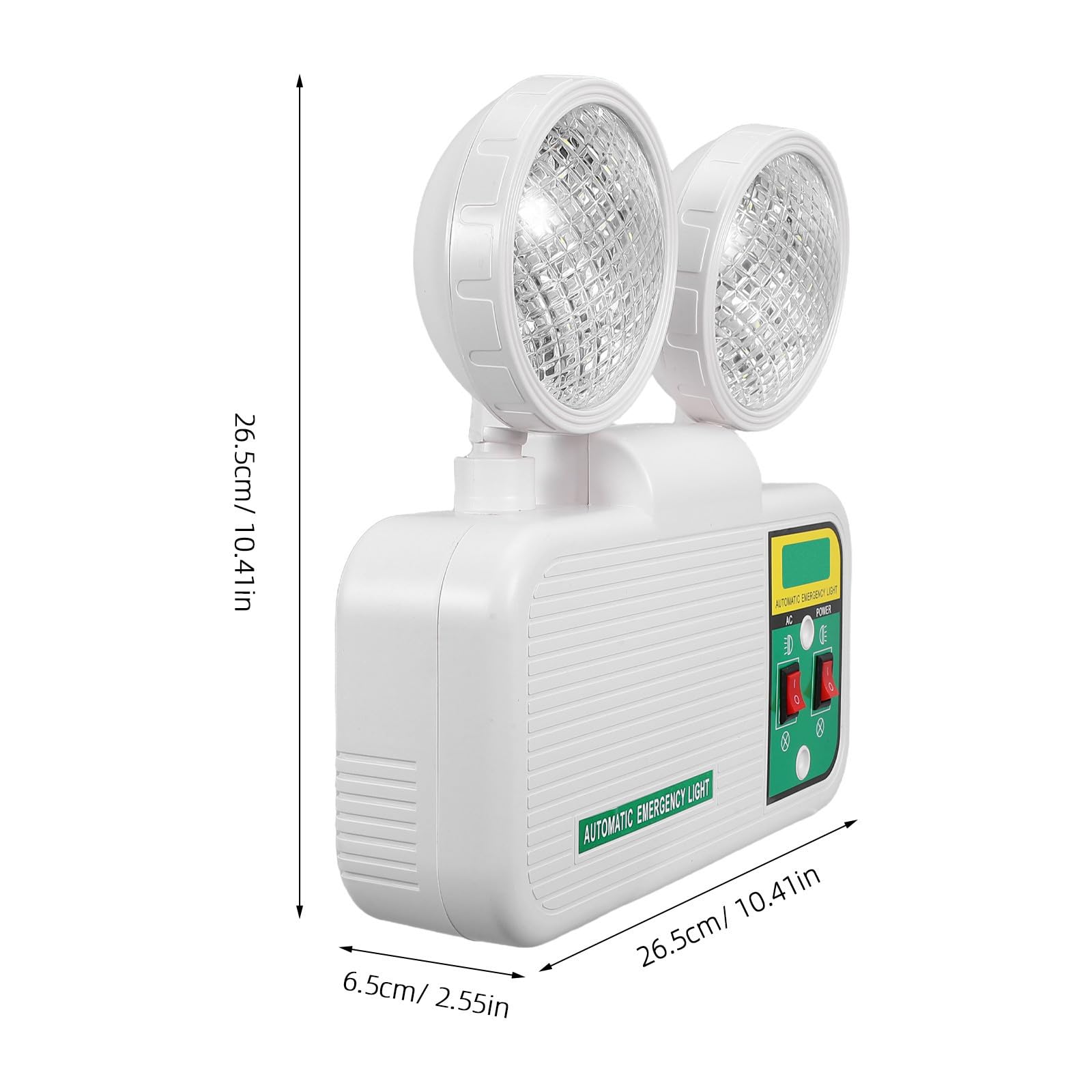 STOBAZA Lampada di Emergenza LED a Doppia Testa Bianca, Plastica | Testa Regolabile, Resistente Agli Urti, per Corridoi e Hall, Uso Business e Supermercati
