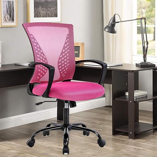 LLLstore Silla de oficina en casa silla de escritorio ergonómica de malla para computadora apoyabrazos lumbar giratorio altura ajustable silla de