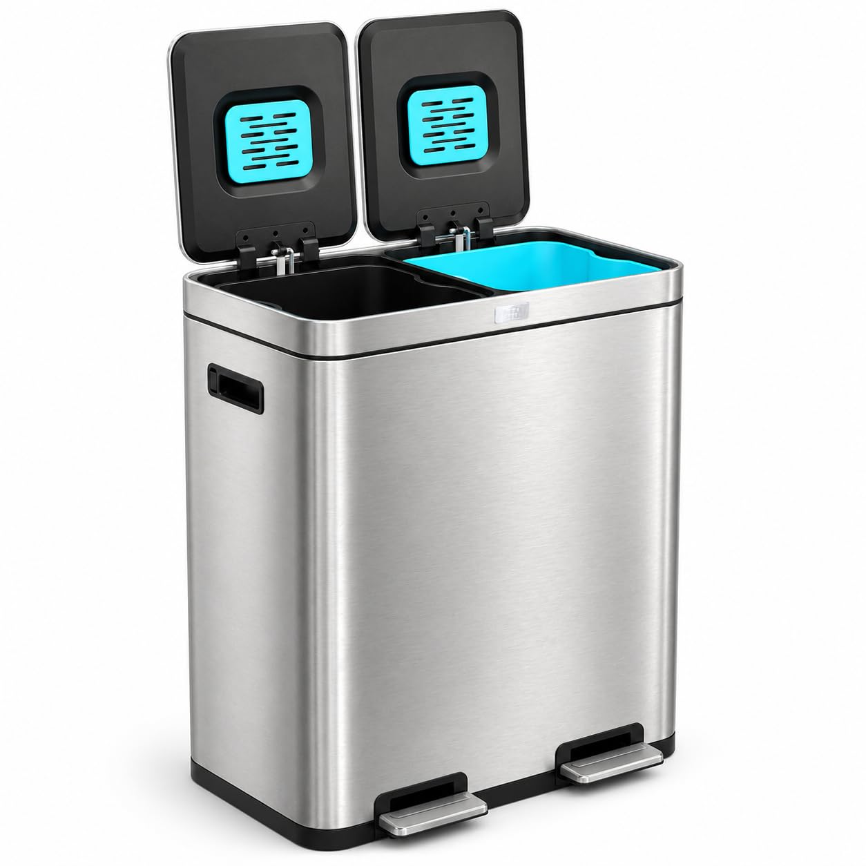 Home Zone Living 16 Gallon Kitchen Trash Can with Dual Compartments