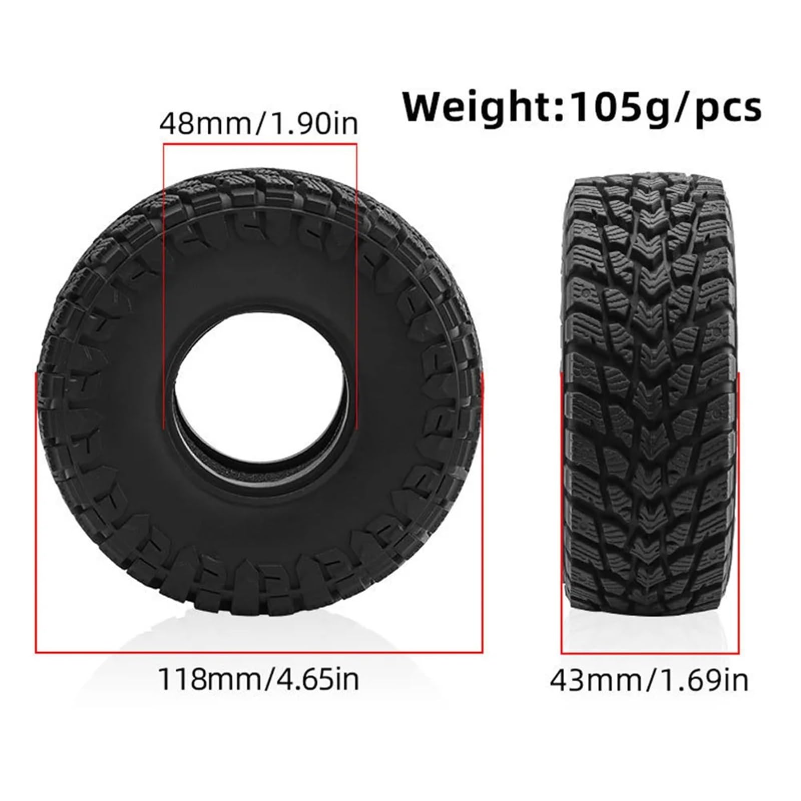 Per SCX10 Per FMS Per TRX-4 1/10 1/12 4 Pz Pneumatici In Plastica 1.9in Universale RC Auto FAI DA TE Aggiornamento Di Conversione ModelloAccessori RC Ruote Gomma