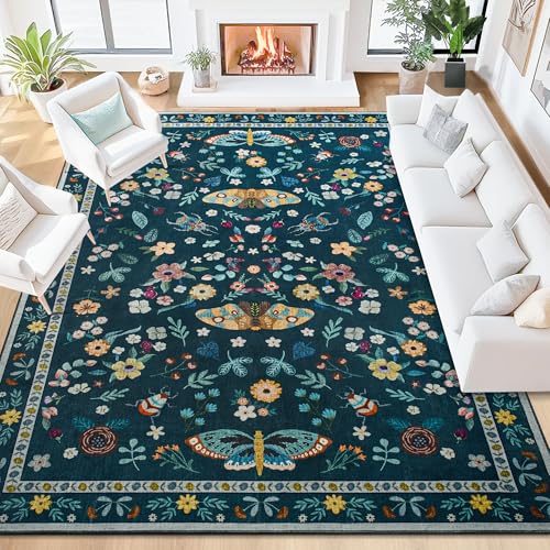 Tapete area 5x7 para sala, suave y lavable verde miniatura 5