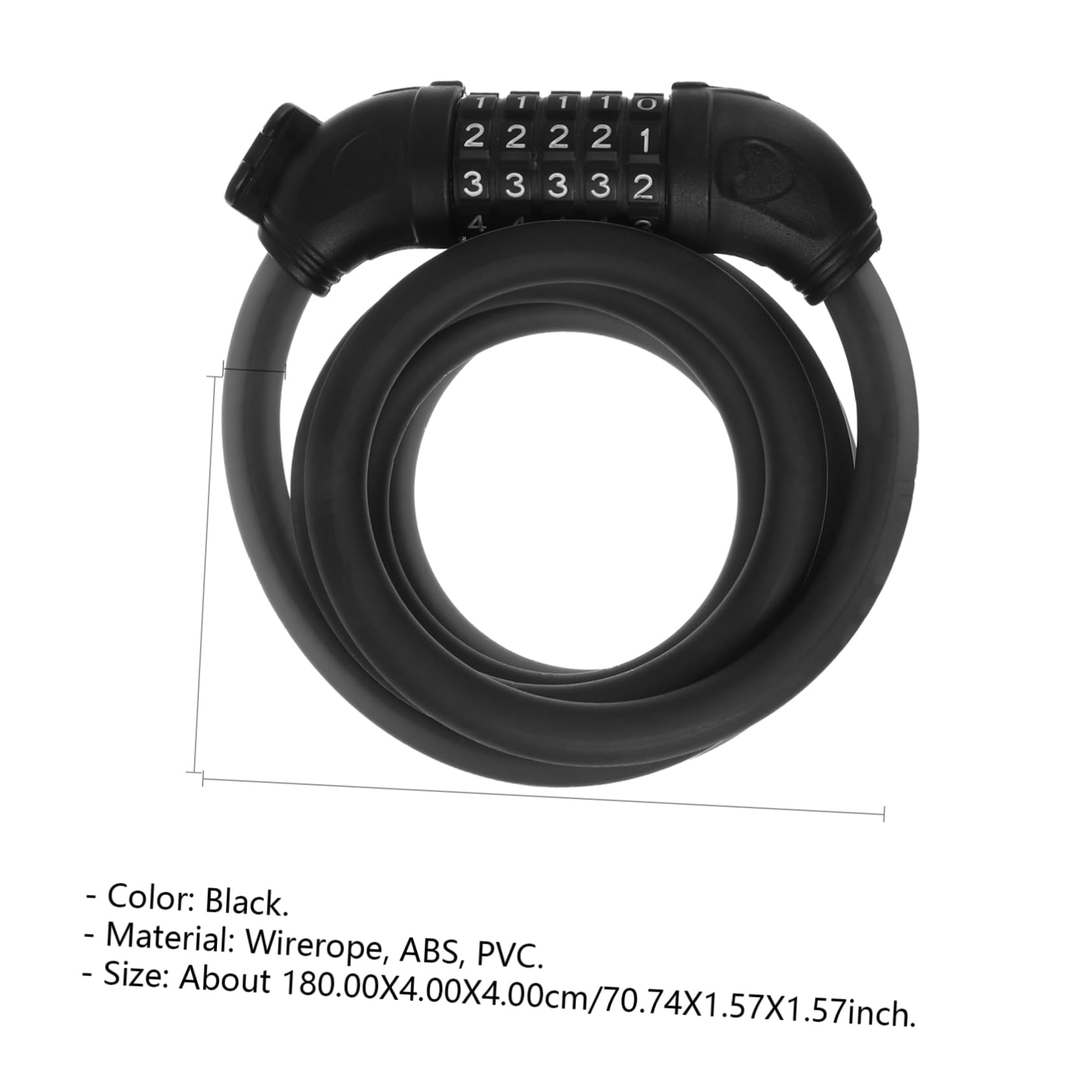 Lucchetto Catena per Bici Lucchetto di Sicurezza Cifre Ripristinabile Nero Adatto Biciclette Cancelli Recinzioni Scale