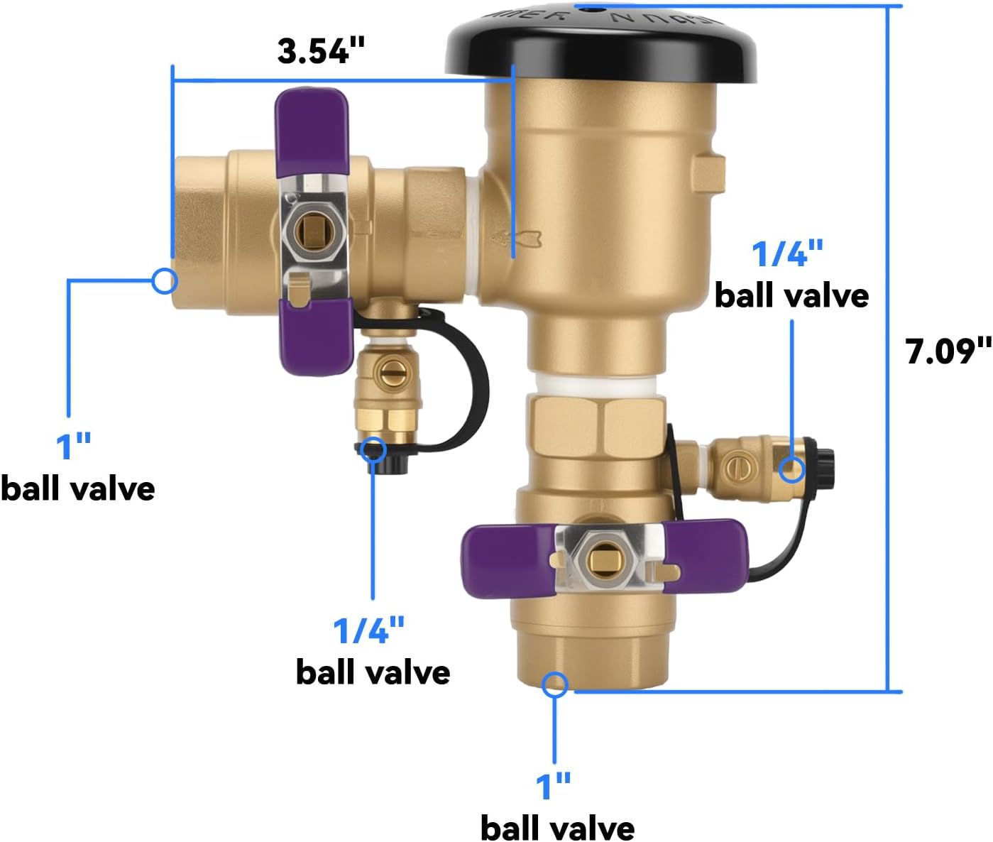 Solimeta 1" Pressure Vacuum Breaker Assembly | Replacement for 720A | Thickened Brass Backflow Preventer Valve | Max 400 PSI | for Irrigation, Commercial & Industrial Water Systems