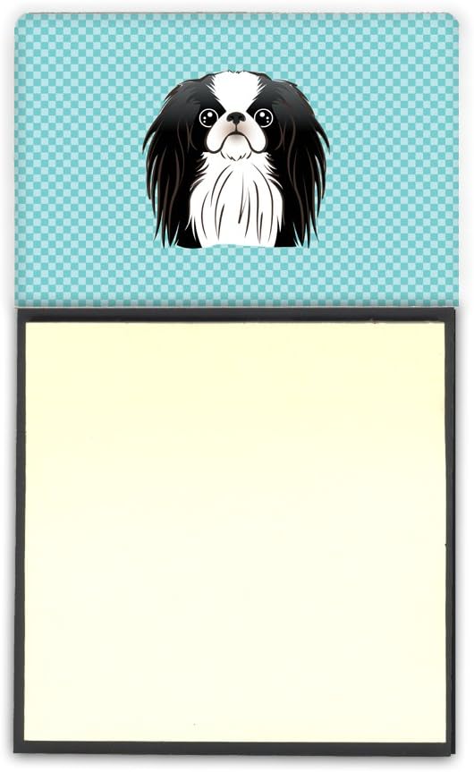 Caroline's Treasures Checkerboard Blue Japanese Chin Refillable Sticky Note Holder or Postit Note Dispenser, 3.25 by 5.5", Multicolor