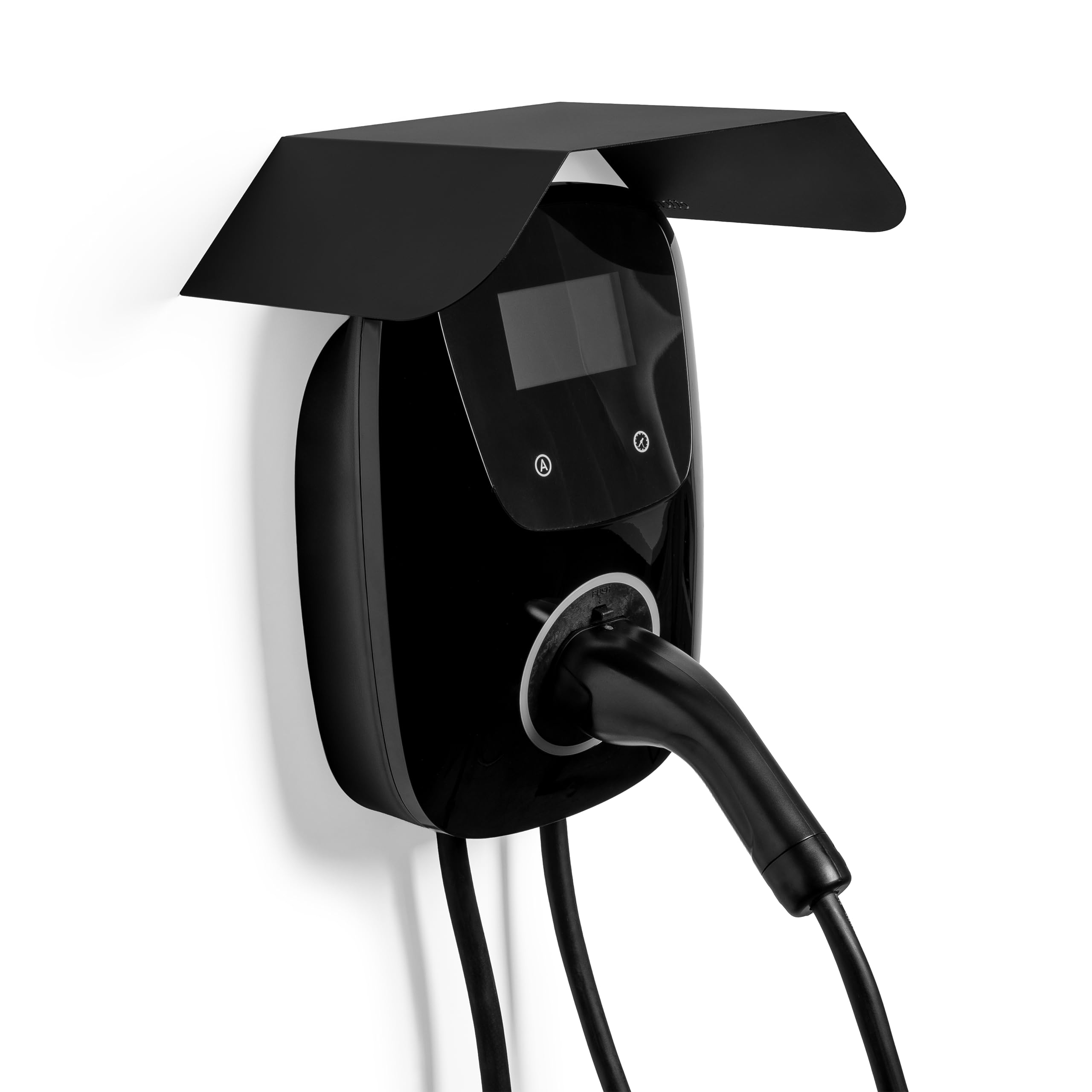 Toit métallique pour chargeur de voiture électrique | Visière/auvent anti-pluie pour point de charge EV extérieur | Toit protecteur contre la pluie Wallbox (Toit, Noir)