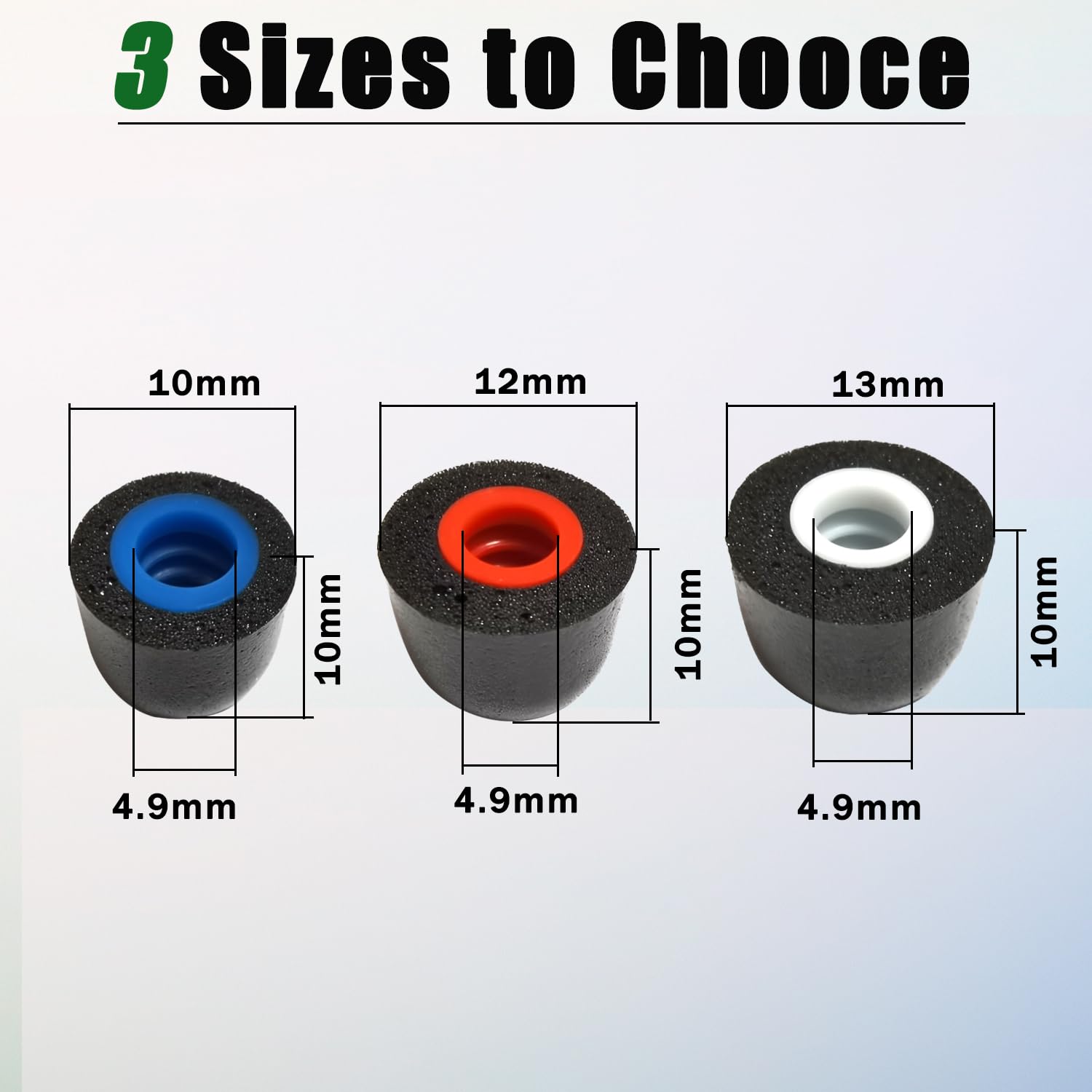 Luckvan Almohadillas de espuma viscoelástica de repuesto para auriculares intraurales con caja de almacenamiento de 5 mm a 7 mm, aislamiento antideslizante, almohadillas de repuesto para auriculares