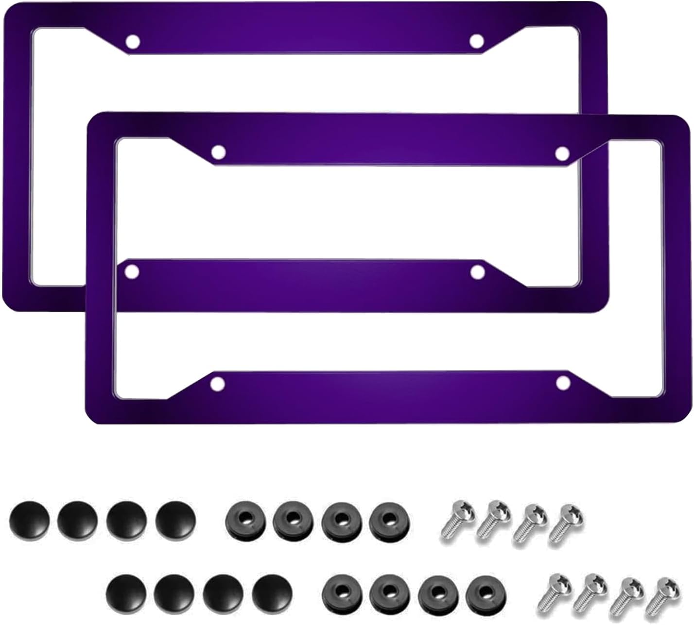 Purple License Plate Frame 2 Packs Purple Car Accessories Aluminum Metal License Plate Holder, Weather Proof, Rust-Proof Universal Size