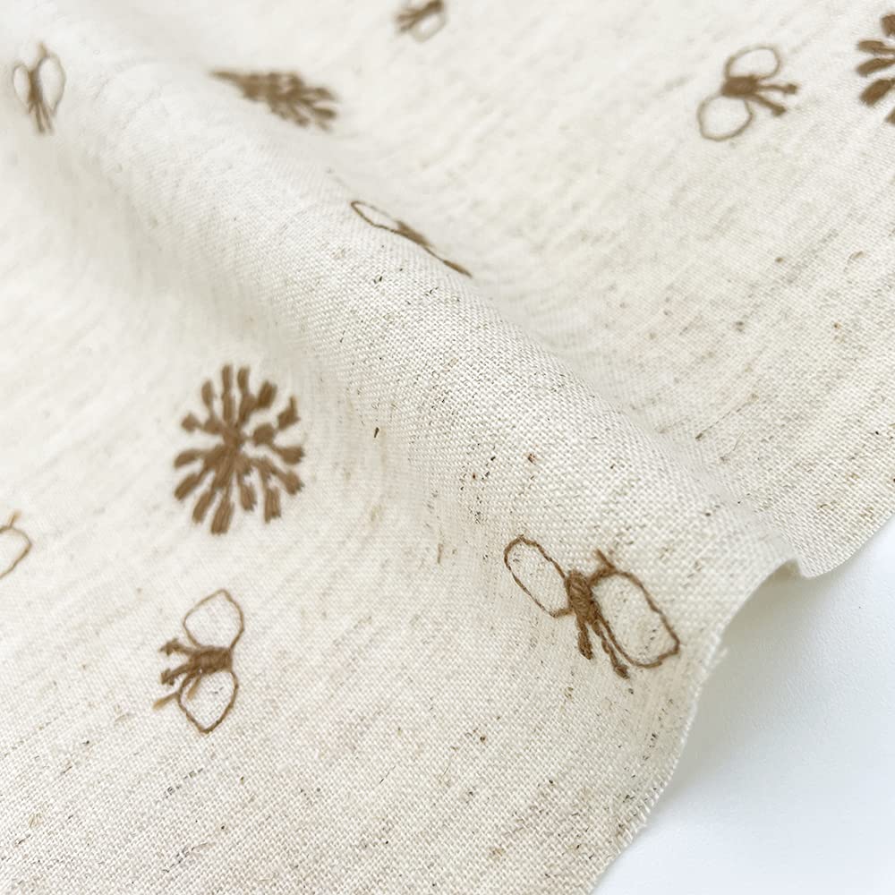 Amazon | ちょうちょと花 刺しゅう コットンリネンシーチング生地 刺繍