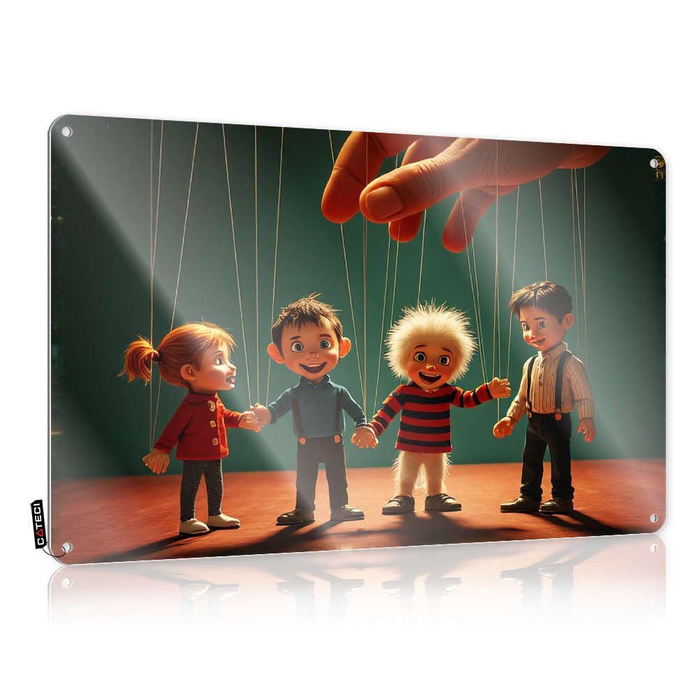 Cool Wall Decor Fun Sarcastic Four Children Controlled By Strings, Puppet Show. For Retirement - Outdoor Deck Decor Customizable(30X40CM)