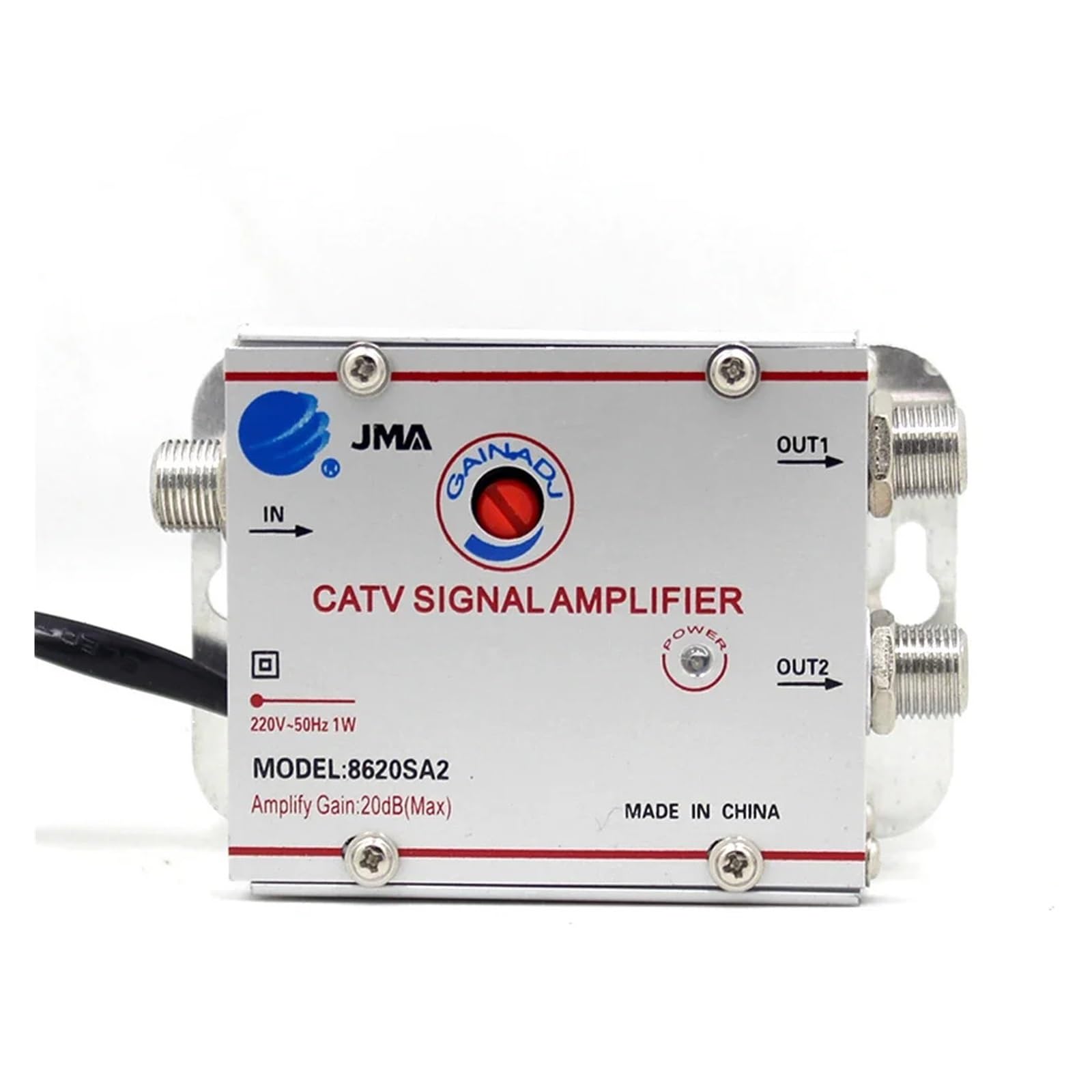 Amplificatore Splitter TV Via Cavo Regolabile 1 in 2/3/4/6/8 out, Amplificatore di Segnale Antenna TV Digitale da 20 Db(1 in 4 out)