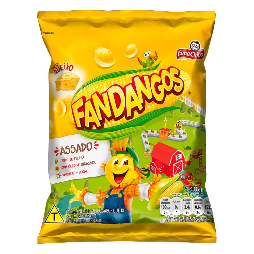 Fandango's Corn Chips Cheese Flavor - 140 g - Made in Brazil - Salgadinho Fandango's Elma Chips Sabor Queijo