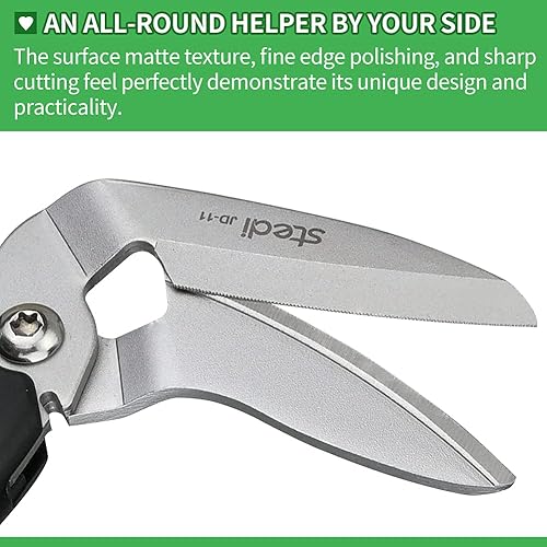 Miniatura 6 de stedi Tijeras de 9 pulgadas, tijeras multiusos, tijeras de cartón y alfombras, mango de TPR, cuchillas extremadamente afiladas con dentadura fina,