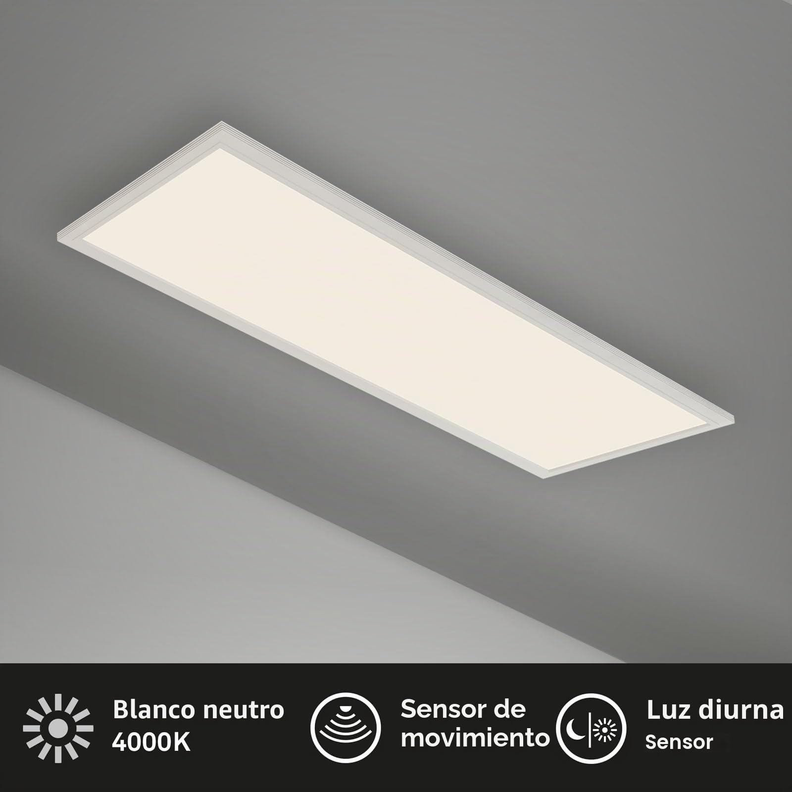 Briloner Leuchten - Luz LED de techo, panel LED con sensor de movimiento, sensor de luz natural, 4100 lúmenes, 4000 Kelvin, 38 W, blanco