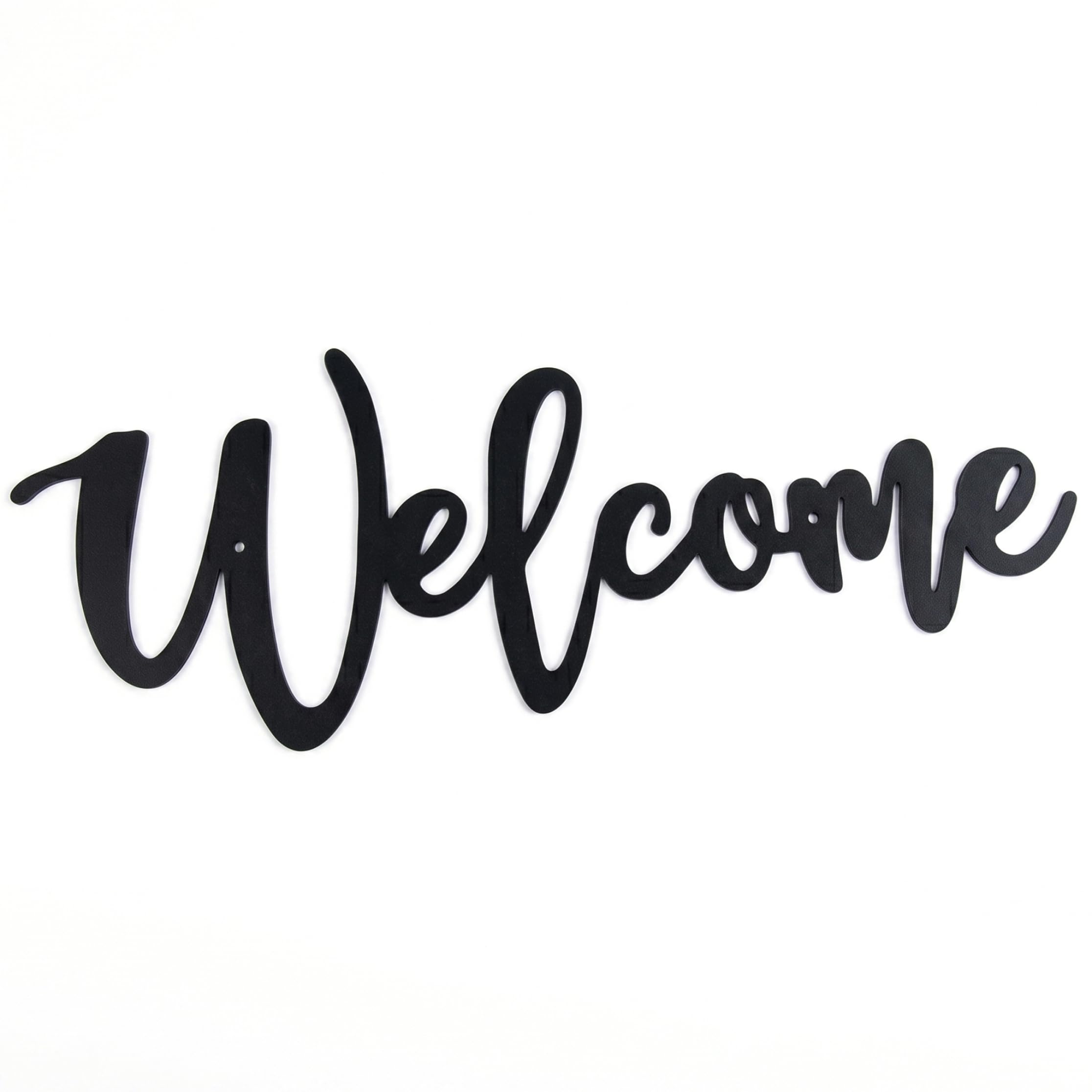 Syglawnd Metal Welcome Sign, 16x6in Front Door Sign Minimalist Silhouette Versatile Home & Outdoor Decor, Black, Black Welcome