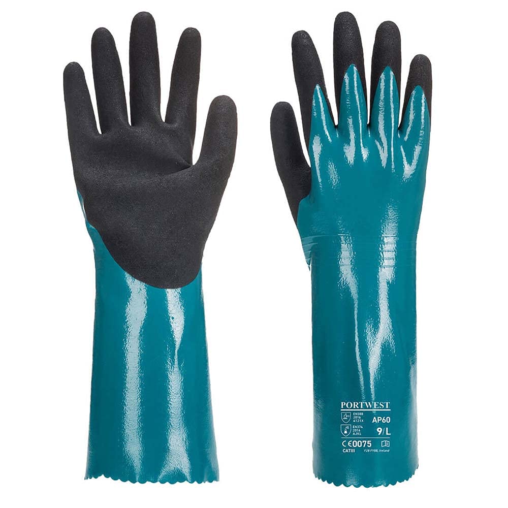 Portwest AP60 Sandy Grip Lite Gauntlet Blue/Black, Large, Blue / Black