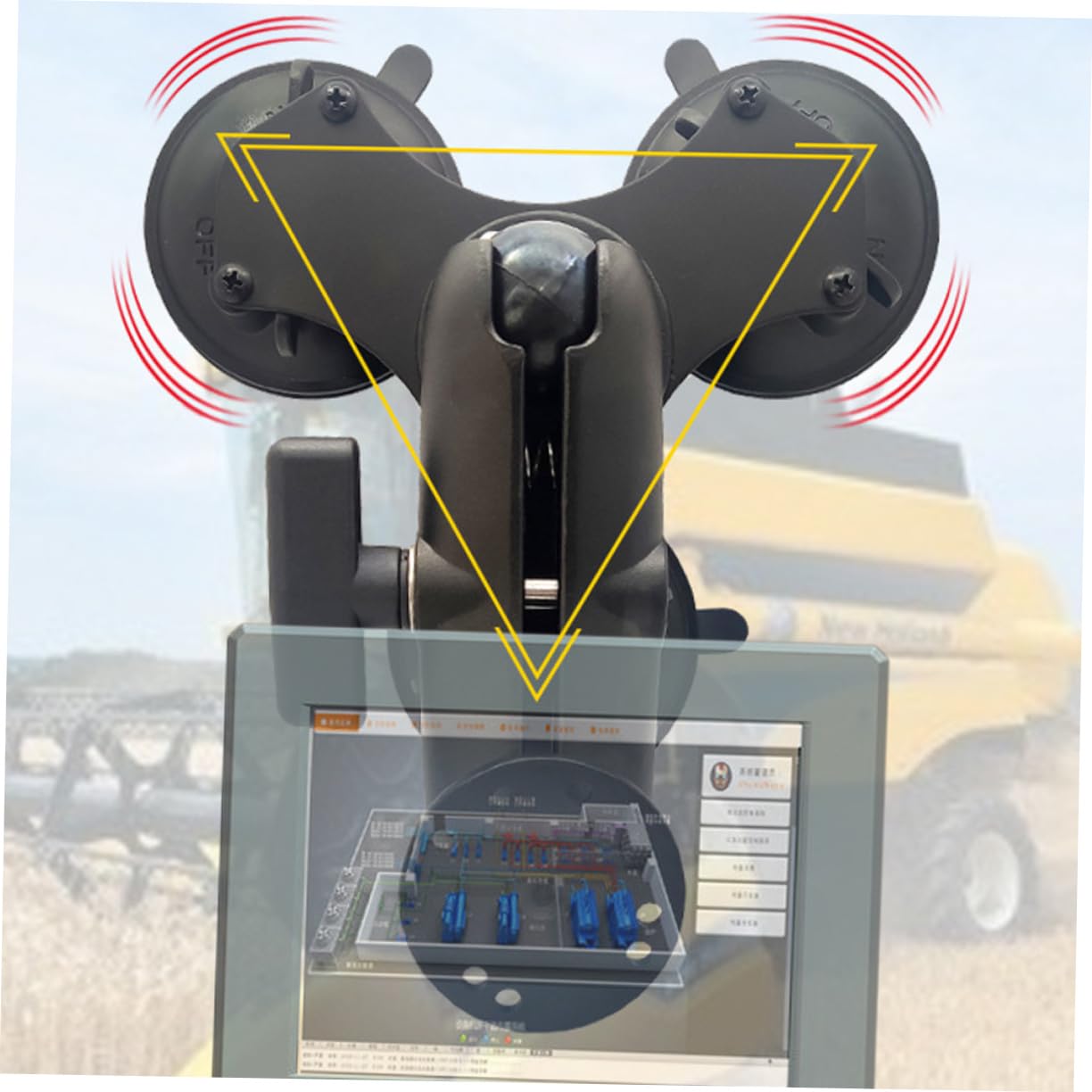 NUOBESTY Accesorios de Cabezal Esférico Soporte de Ventosa Triple para Parabrisas Compatible Soporte para Ventana y Montaje de Succión Ajustable