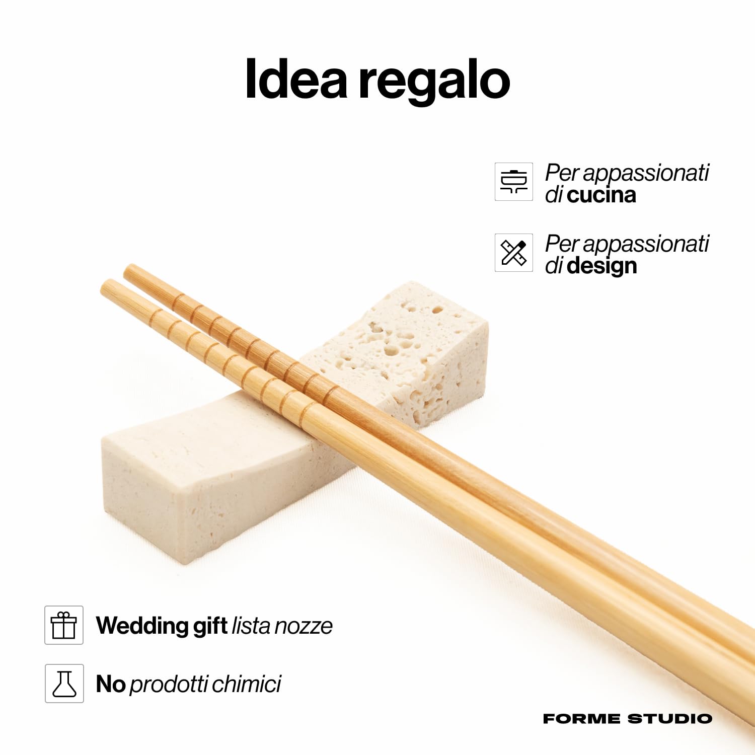 FORME STUDIO Poggia Bacchette in Marmo Travertino – Set 4 Pezzi Artigianali Made in Italy – Accessori tavola di Design – Minimalismo materico e Naturale – Idea Regalo raffinata