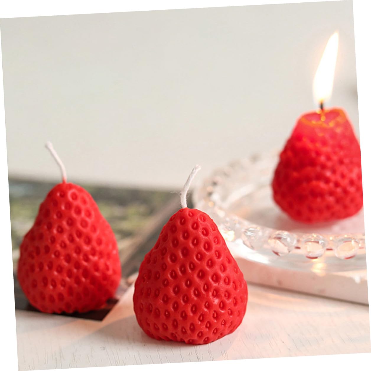 SUPVOX Set da 9 Candele Profumate alla Fragola, Candele Decorative a Forma di Fragola per Aromaterapia, Decorazioni per Casa e Scenografie di Festa, Regalo Natalizio e Matrimonio