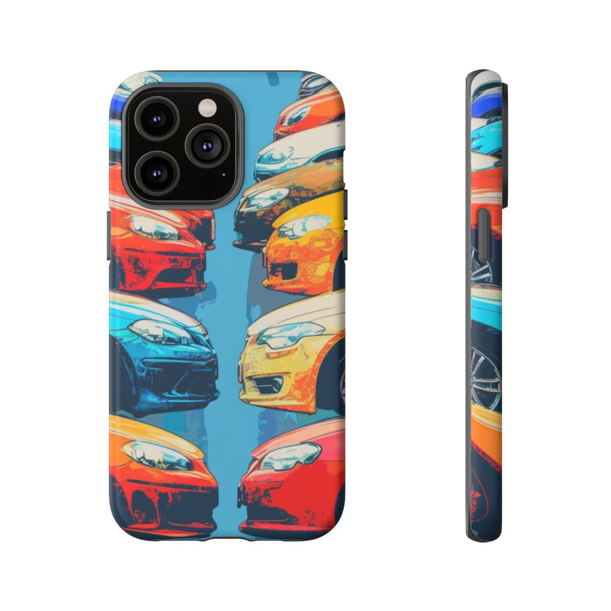 Coque rigide mate iPhone 14 Pro Max Voitures Modernes Colorées