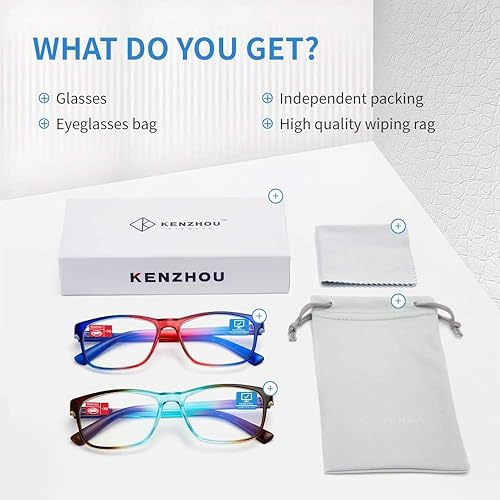 Miniatura 13 de K KENZHOU Paquete de 2 lentes de lectura progresivos multienfoque para mujeres y hombres, con bloqueo de luz azul, lectores y anteojos