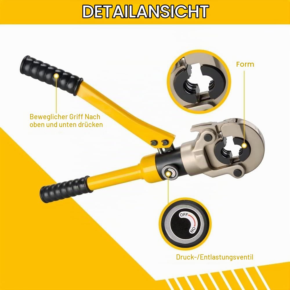 Hydraulische Rohrcrimpzange, Druckrohrzange Crimpzange, Verbundrohr TH Profil Rohrcrimpzange für Aluminium-Kunststoffrohre mit TH 16 20 26 32mm² Profil.