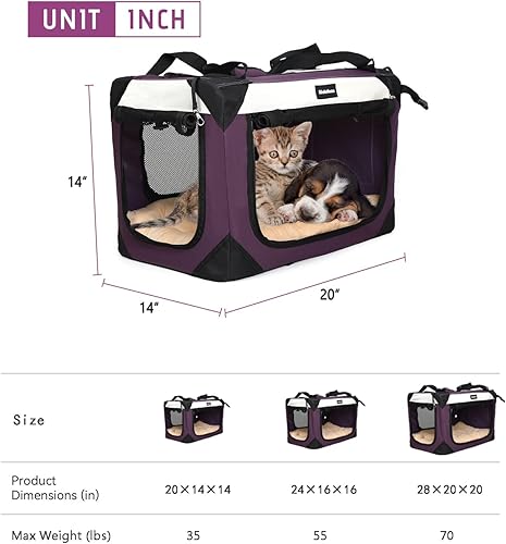 Miniatura 26 de Transportador grande para gatos, jaula de viaje plegable para perros, portátil, de lados suaves, con alfombrilla de felpa súper suave y cálida