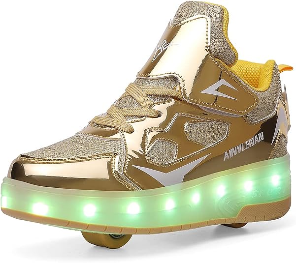 Chaussures Skateboard LED Glitter à Roues Rétractables Pour Enfants - Baskets Lumineuses Garçons Filles Deux Roues Auto-Rétractables