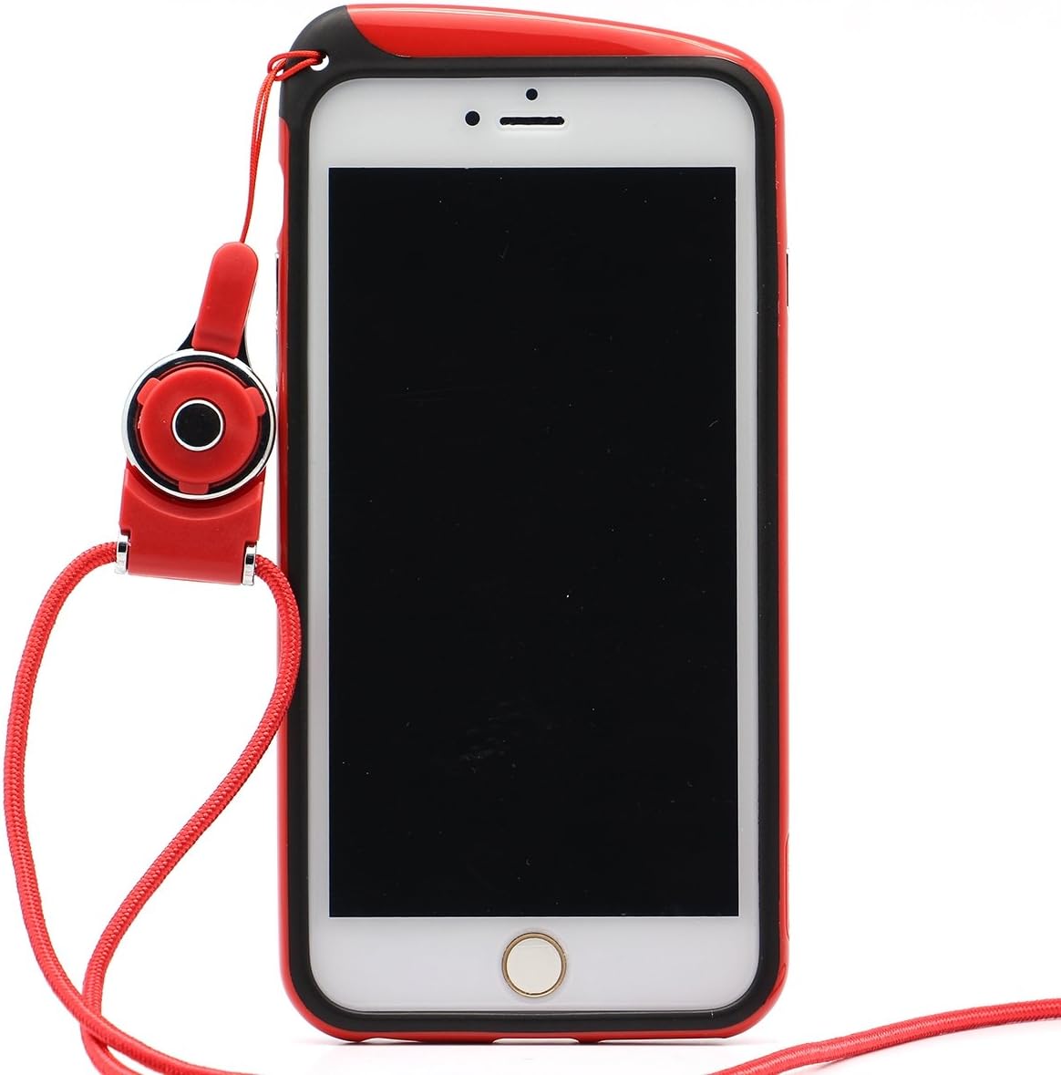 Moonmini Stylish Phone Bumper Frame Case Cover Skin Protector with Hanging Neck Strap Rope for iPhone 6 Plus 5.5 inch - Red